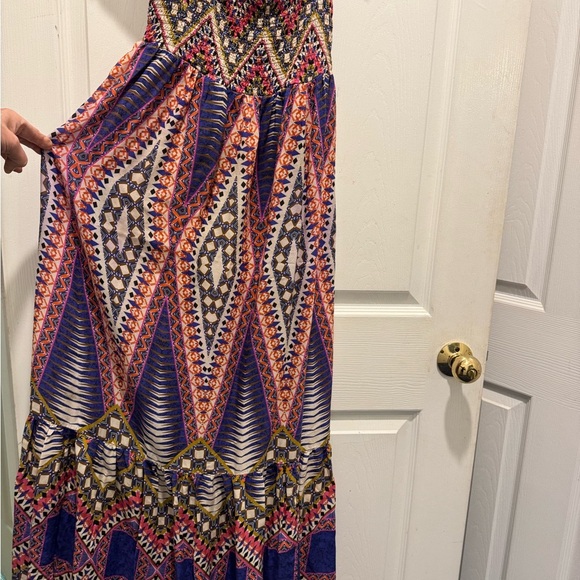 Anthropologie Blue and Purple Smocked Tiered Maxi Dress - Picture 7 of 9